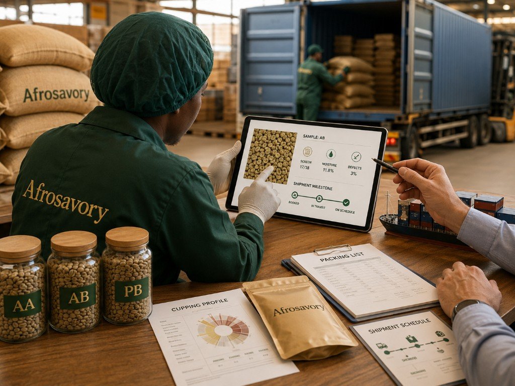 Afrosavory export-focused communication and shipment coordination
